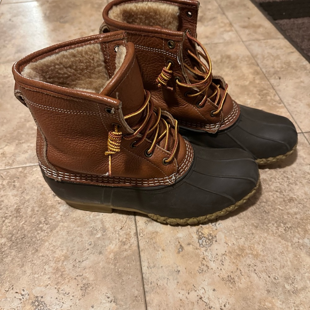 L.L. Bean Tan and Black Winter Boots